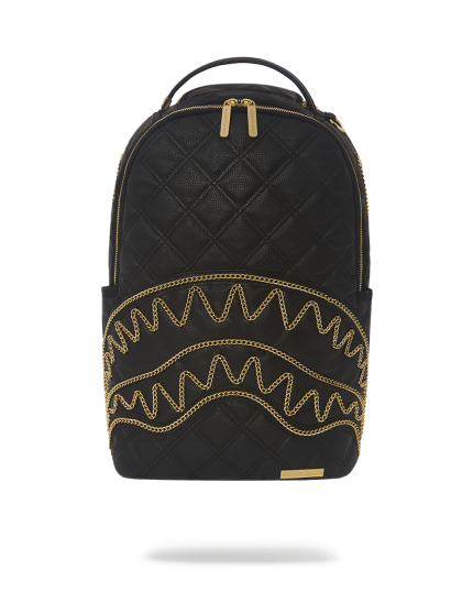 NOIR QUILT GOLD CHAIN SHARK BACKPACK (DLXV)