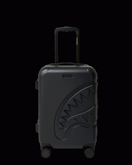 THE JOURNEY BEGINS SHARKITECTURE CARRY-ON LUGGAGE BLACK WITH EXTRA STICKERS
